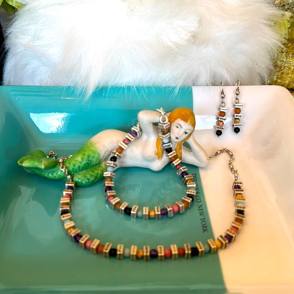 ⭐️KM⭐️Brighton CONFETTI semiprecious multicolor Silver Necklace Bracelet Earring - Picture 10 of 16